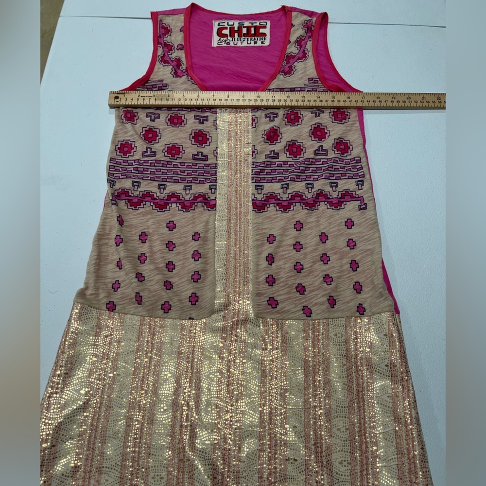 Custo Barcelona Pink and Beige Patterned Dress S TUNIC 
dress made exclusivel - Picture 4 of 6